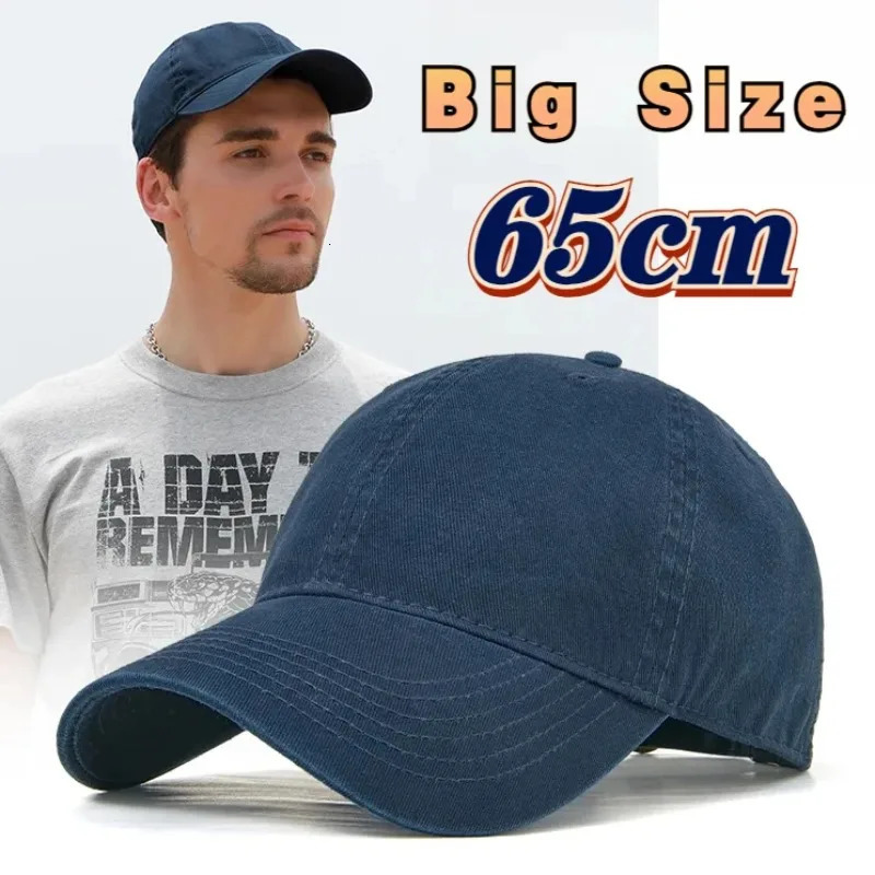 solid color largesized 63cm soft cotton baseball cap for men classic with snap button women highquality golf sun hat 5962cm 250311