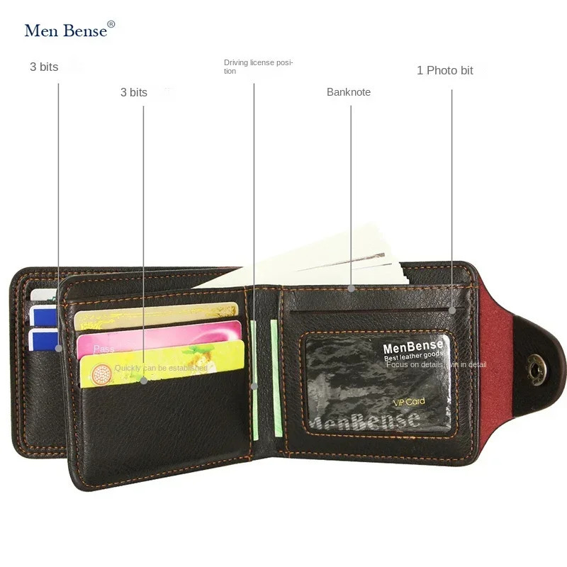 Mens Short Bifold Faux Leather Masculina Billetera Credit ID Card Holder Wallet Billfold Purse Clutch Solid Hombre Business Slim 250311