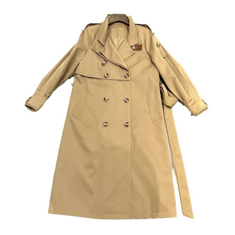 2024 Early Autumn New Style Double Breasted Mid Length Windbreaker Fashionable Temperament Lace Up Jacket For Women