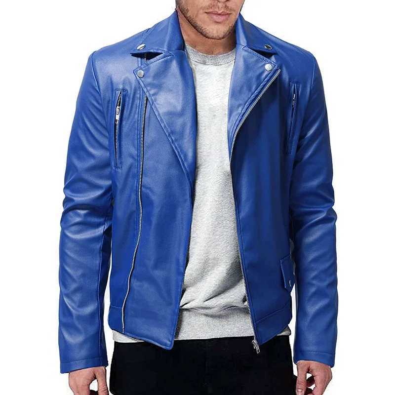 Fall and Winter New Mens PU Casual Leather Jacket Slim Motorcycle Leather Punk Red Jacket Mens Blazer S-5XLT250311