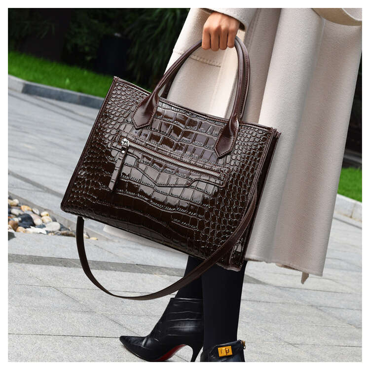 Women's Bags Wind tote bag autumn and winter, high-end crocodile patterned commuting bag, fashionable large capacity single shoulder handbag for 