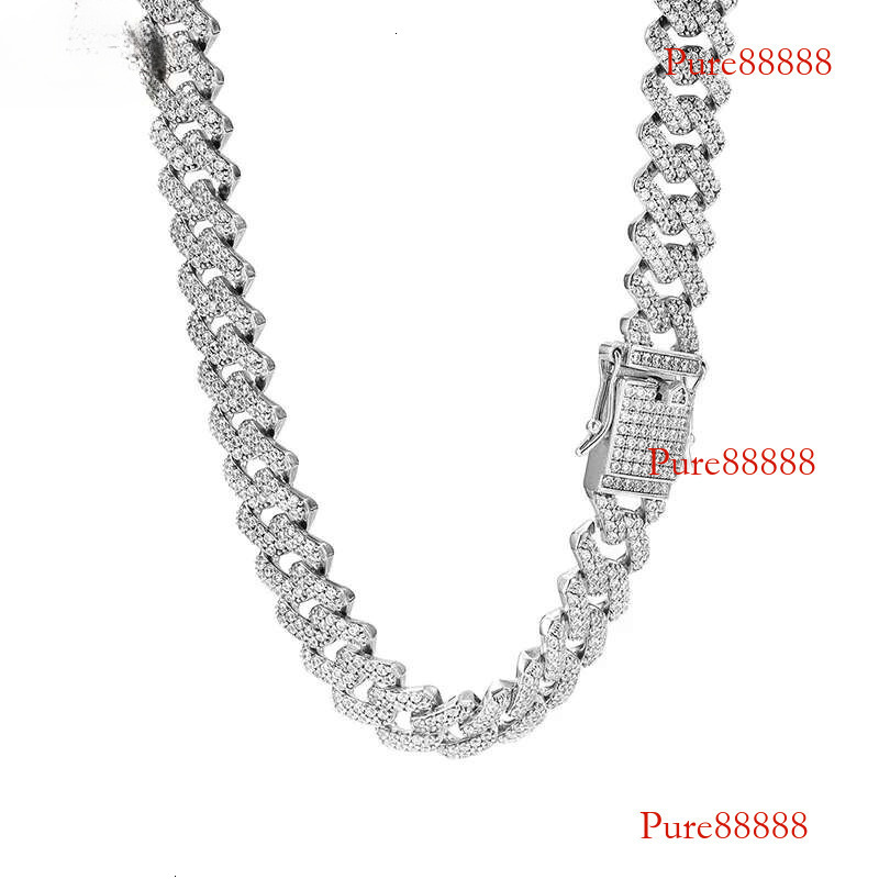 12mm Iced Cuban Hiphop Men Jewelry Sterg Sier D VVS Moissanite Miami k Necklace Pass Test