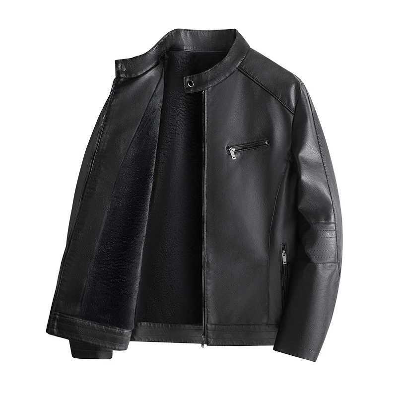 Mens Fashionable Leather Jacket Men Coats Motorcycle Autumn Travel Slim Fit Black Zipper Oversized Winter Slanted OvercoatT250311