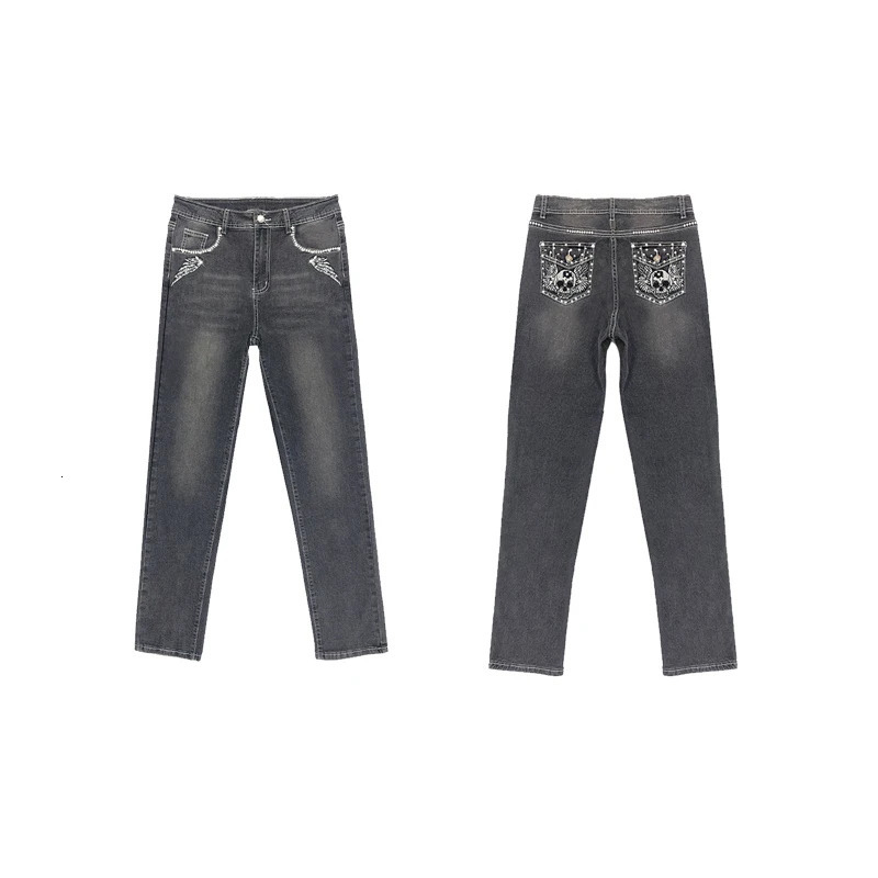 High Waist Womens Jeans Fashion Sexy Straight Pants Plus Size Comfortable Jeans Vintage Washable Black Denim Elastic Pants 250306