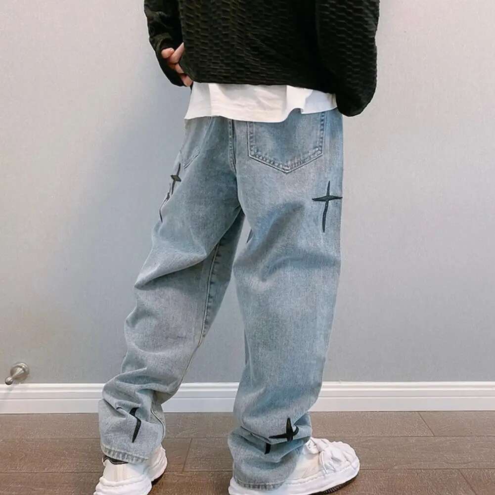 Summer 2025 Men s Pants Star Embroidered W Retro Fashion Designer New Wide Pocket Pants Zipper Neutral Loose Straight Tube Casual High Street Hip Hop 