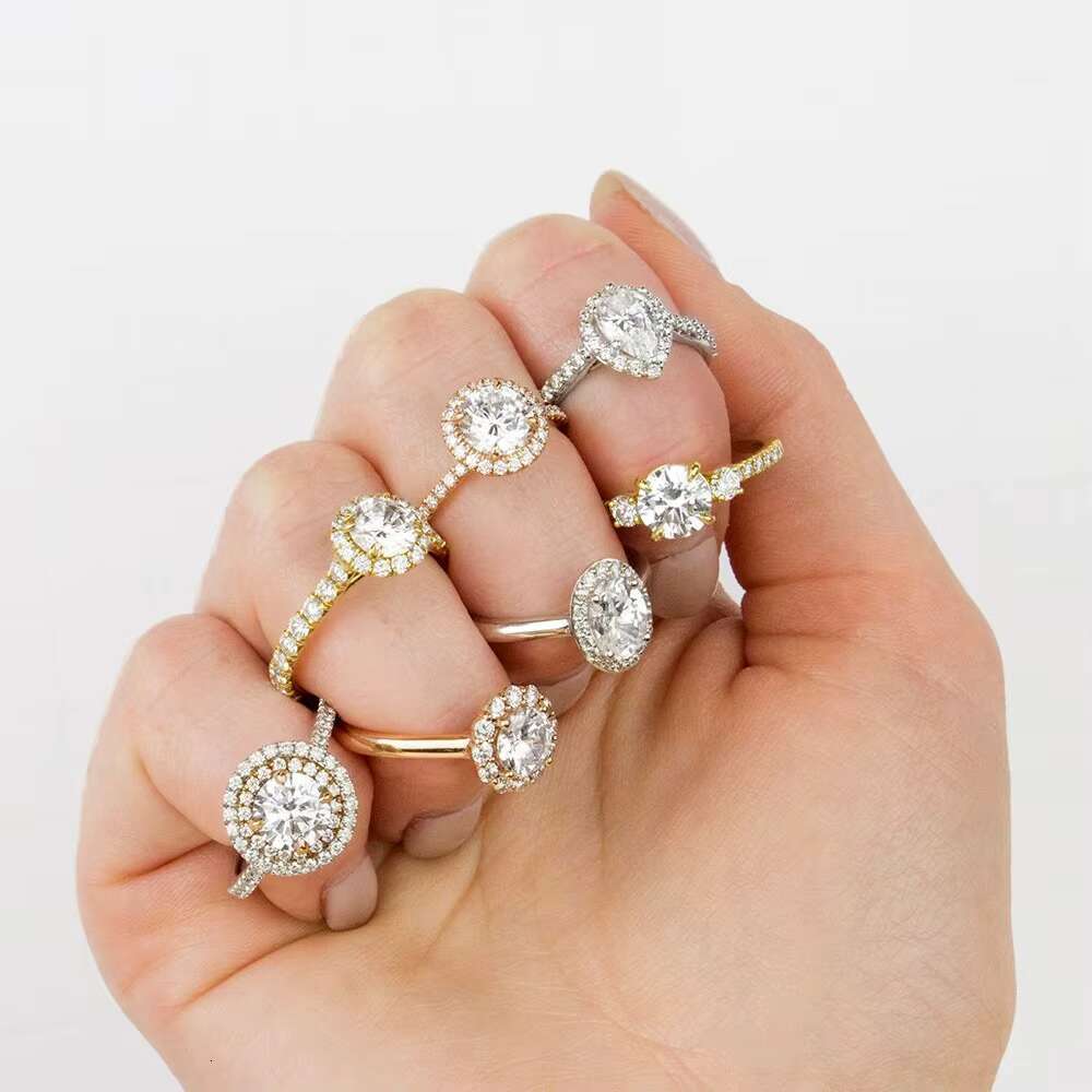 Wholesale Custom Jewelry Sterg Sier Wedding Engagement Moissanite Dia Rings for Women