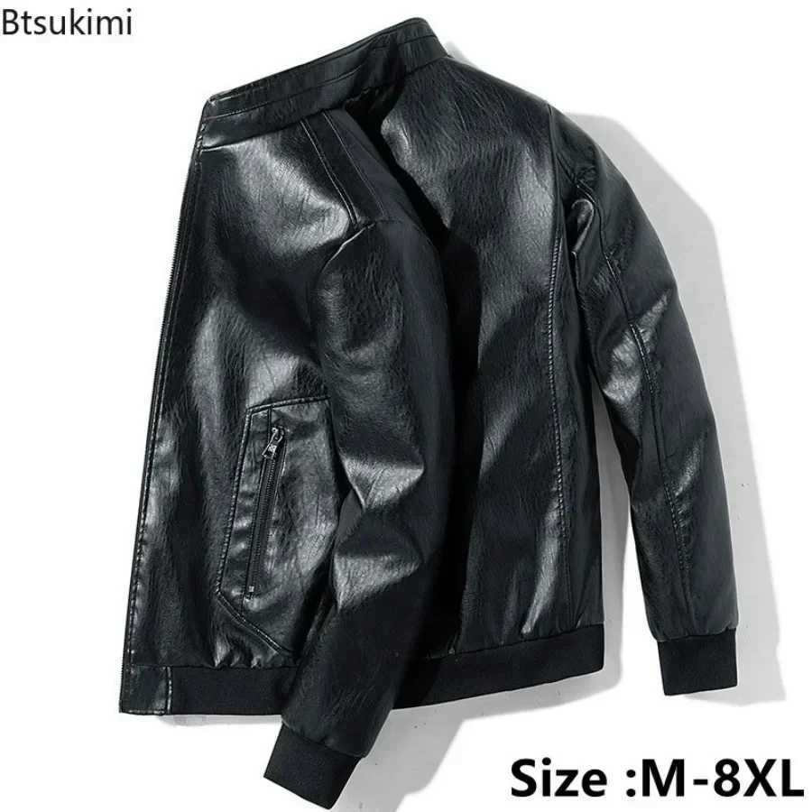 2025 Mens Leather Jacket Oversized Spring Autumn Formal Business Leather Jacket Men Trendy Loose Baseball Leather Jacket M-8XLT250311