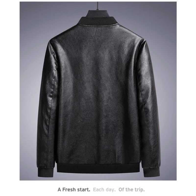 New 2023 Mens Popular Spring and Autumn Handsome Leather Jacket Slim Fit Trend Korean Edition CoatT250311