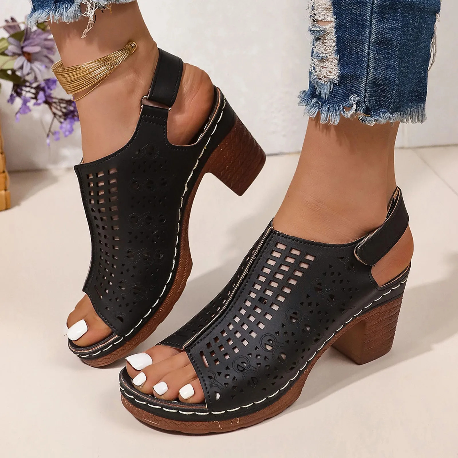 Summer Women Soft Bottom Indoor Home Slides Sandals Silver Girl High Heel Black High Heel High Heel For Woman Zapatos De Mujer 250305