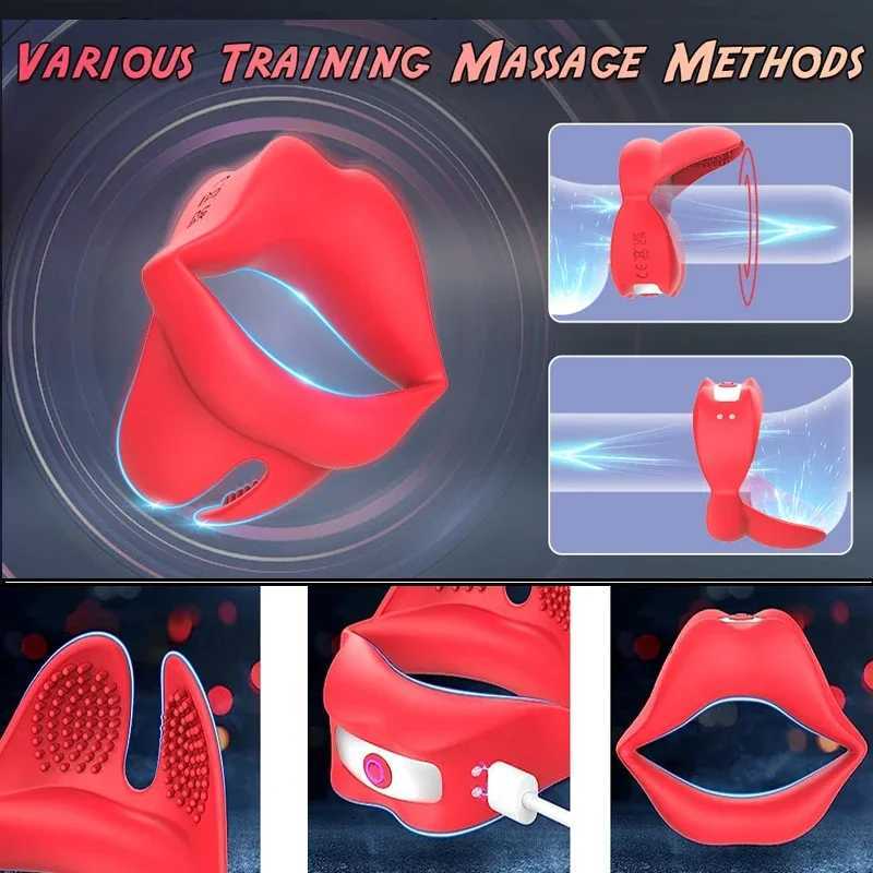 Vibration Cock Penis Ring Sex Toy Male Tongue Design Adult Application Control Spinal Stimulation Erection EnhancementXJ250311