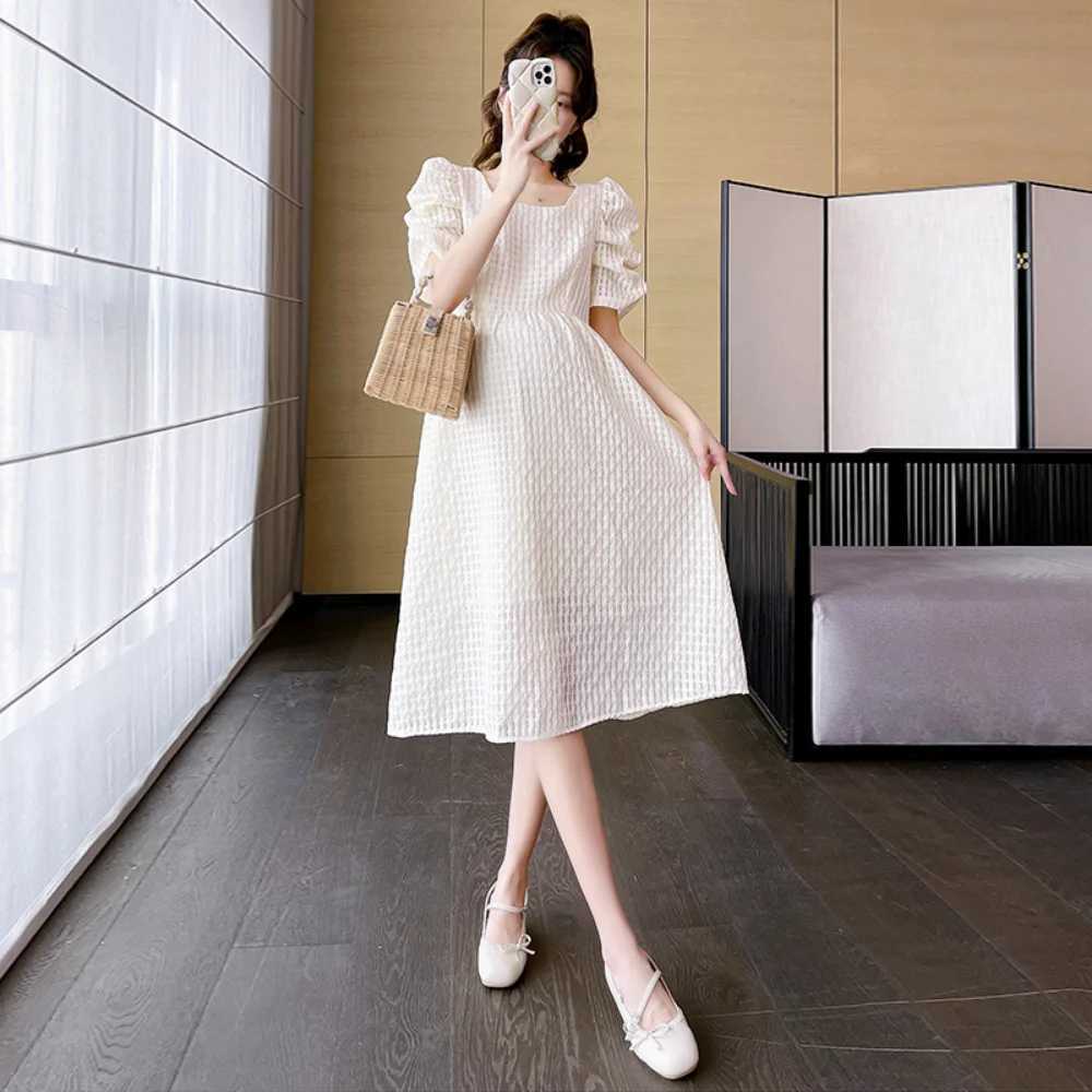 Casual Maternity Dresses New Summer Clothes For Pregnant Wome Sweet French vestidos Long Dress Pregnancy photoshoot DressesT250311