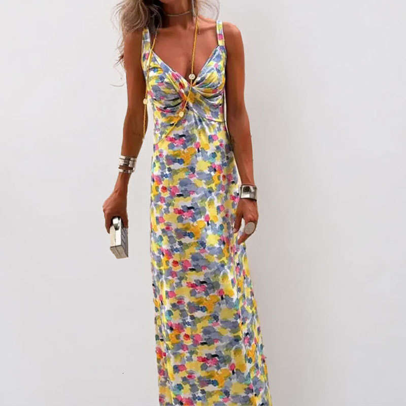 2025 Spring New Women's Clothing Elegant Countryside Style Strap Floral Dress For Women KLMY