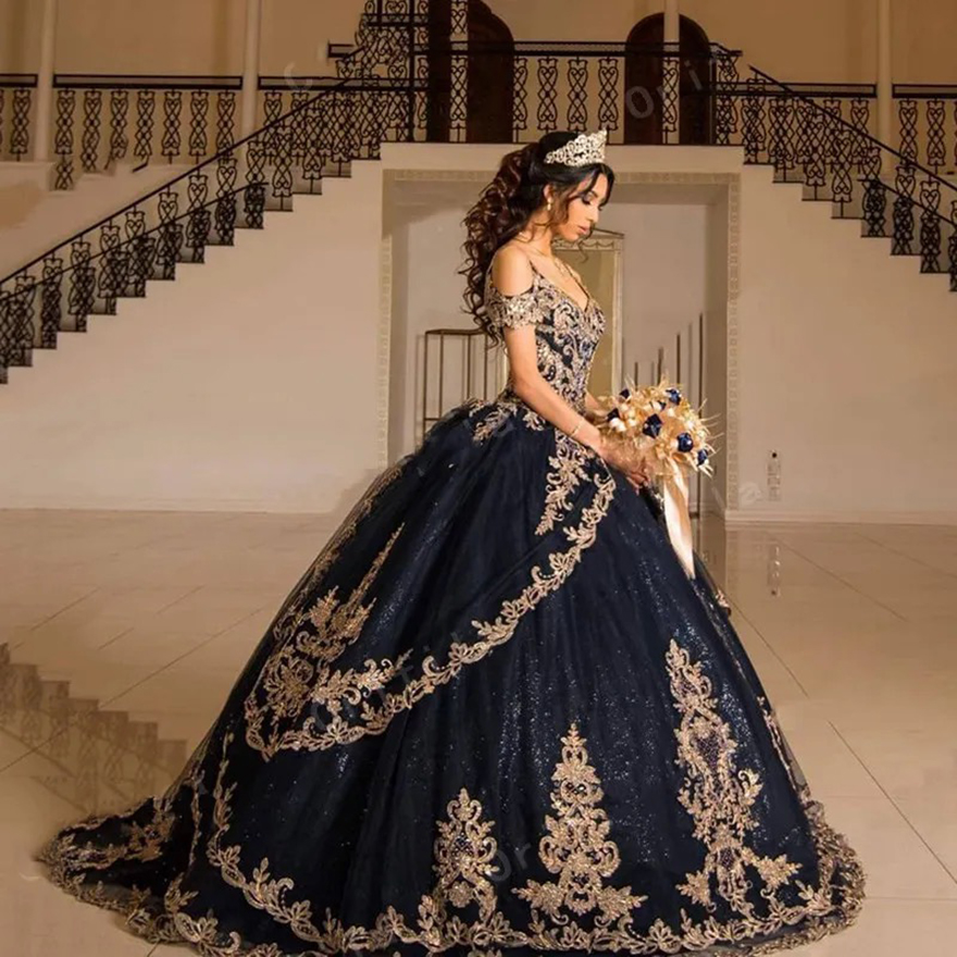 2025 Princess Quinceanera Dresses Navy Blue Vestidos De 15 Anos Evening Dress Sweet 16 Dress Coleccion Ball Gown Prom Gowns