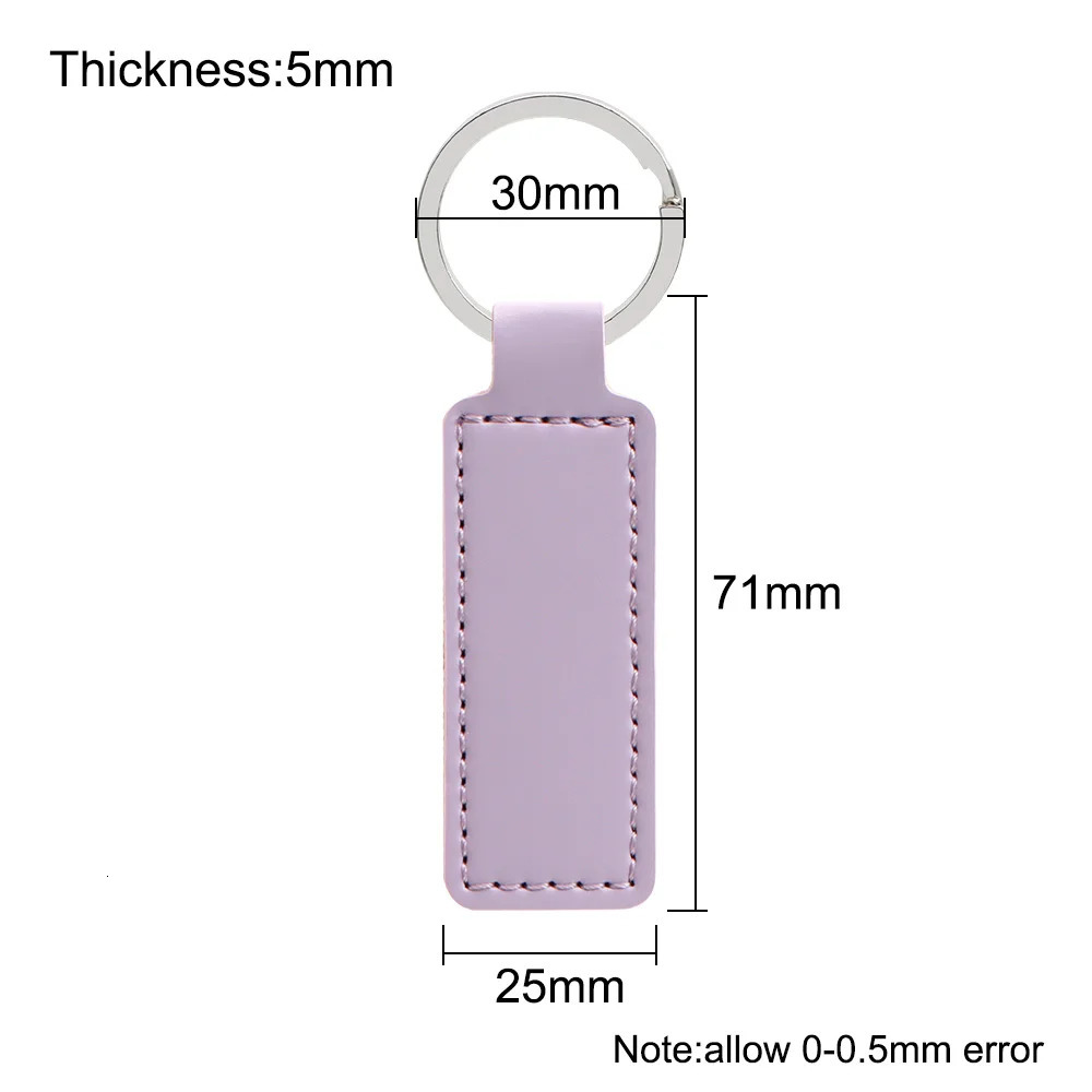 10Pcs Bright PU Leather Keychain Double sided Customiz Car Thread Gift Metal Pendant PU Key Chain Simple KeyChains Keyholde 250305