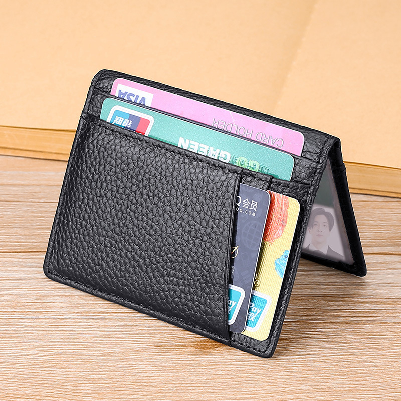 Top-tier cow pickup bag ultra-thin cowhide card case anti-theft card case for men 240724