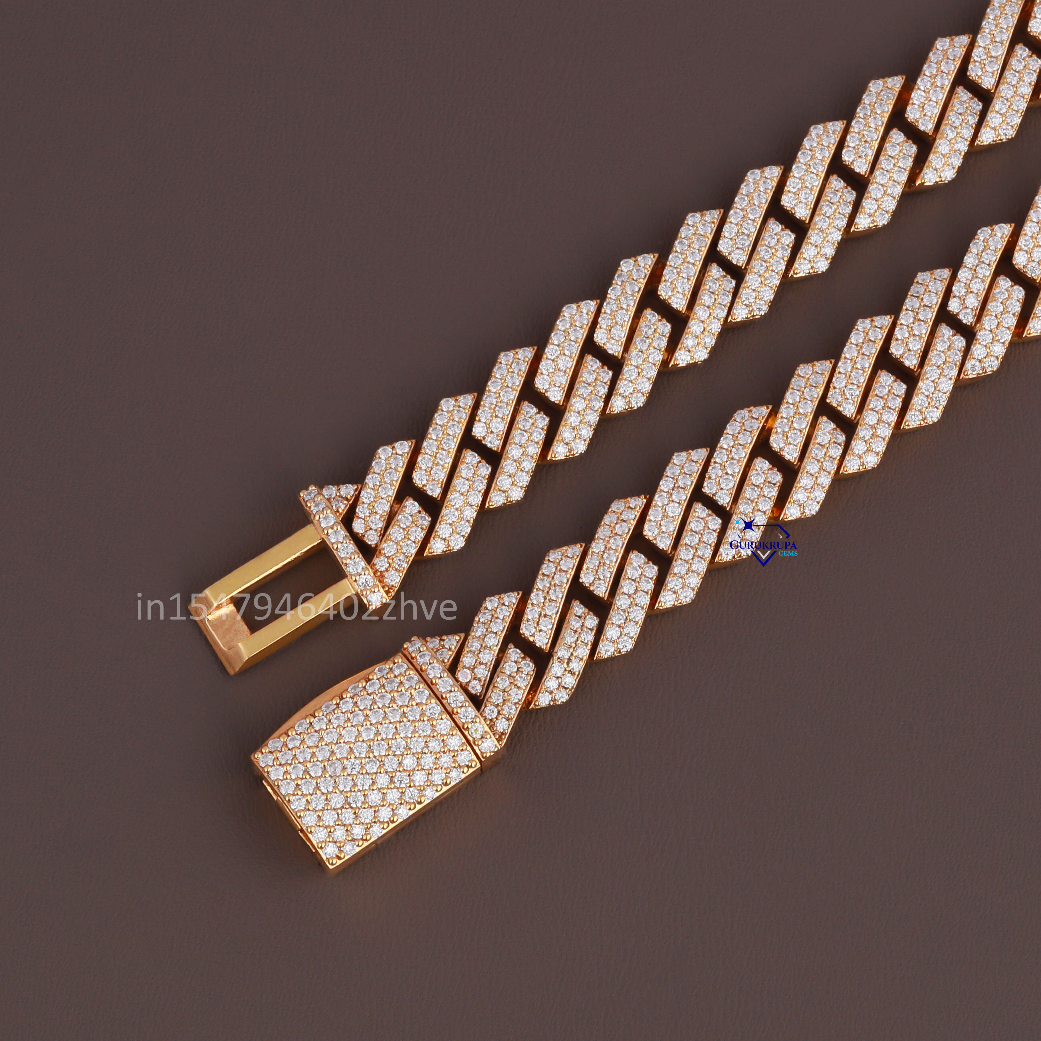 Sophisticated Bold Cuban Chain in 14 KT Yellow Gold Moissanite Round Cut Pass Dia Tester Necklace for Women