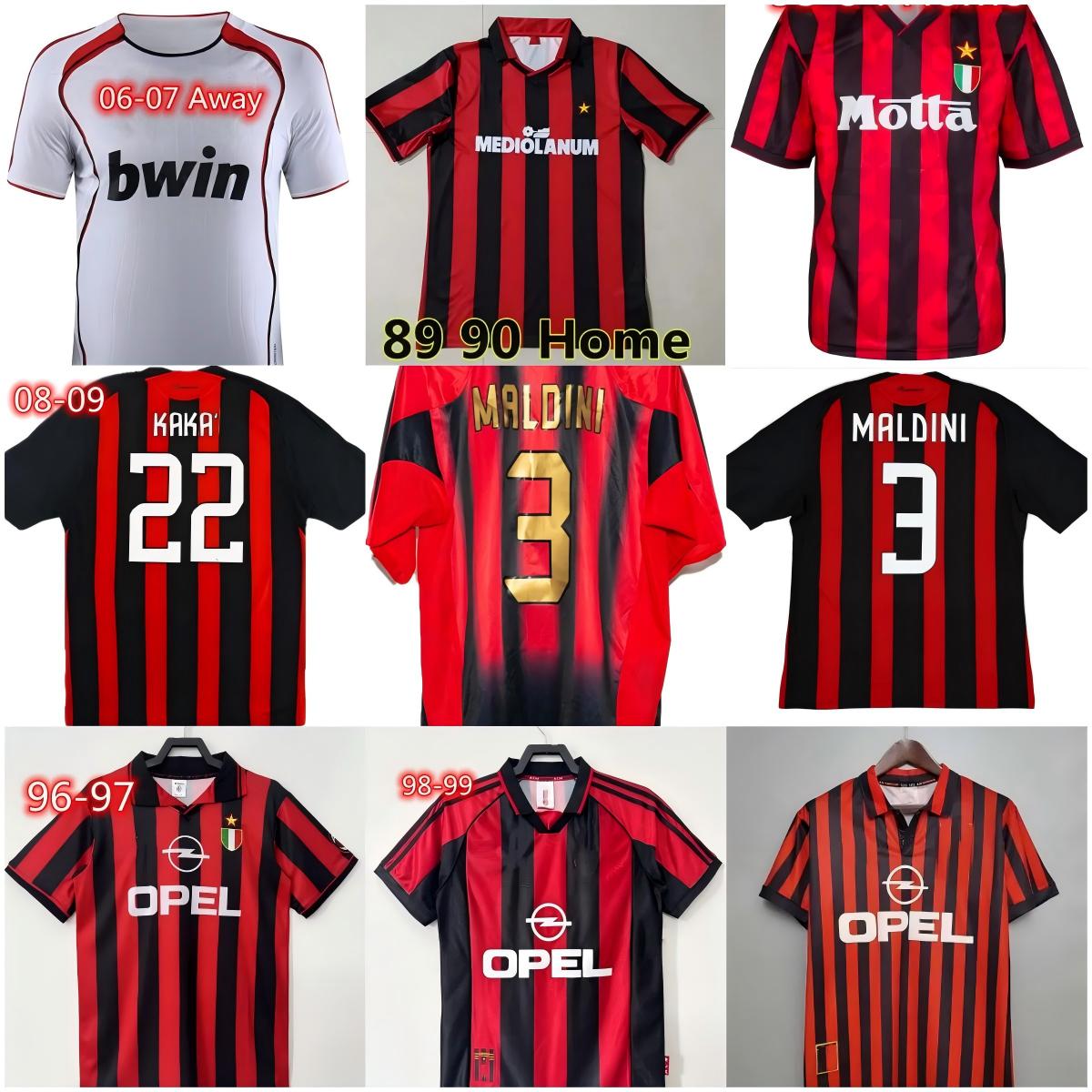 MALDINI BARESI MIlan VintageSoccer Jerseys 93 94 GATTUSO NESTA Classic Football Shirt 04 05 06 07 SHEVCHENKO PIRLO 02 03 AC Retro Football Shirts Kit 88 89