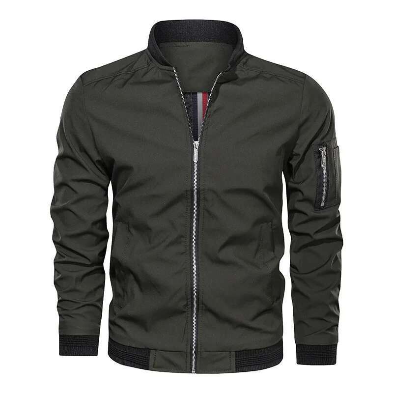 Fall Winter Quality New Fashion Young Men's Jackets Baseball Clothing Bomber Jacket Basic Style Solid Color Coat