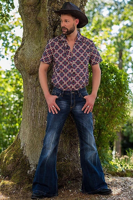 European Station Ins Trendy Men's Bell bottom Pants Punk Retro Tie wer Elastic Cowboy 2025 New Style Unique and Elegant Clothing