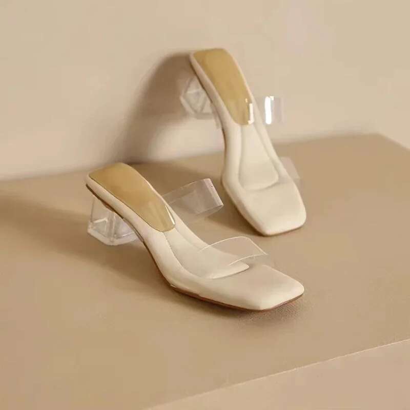 Summer Soft 2025 Platform Sandals for Women Fashion Transparent Pvc High Heel Sandalias Mujer New Clear Square Heels Slippers