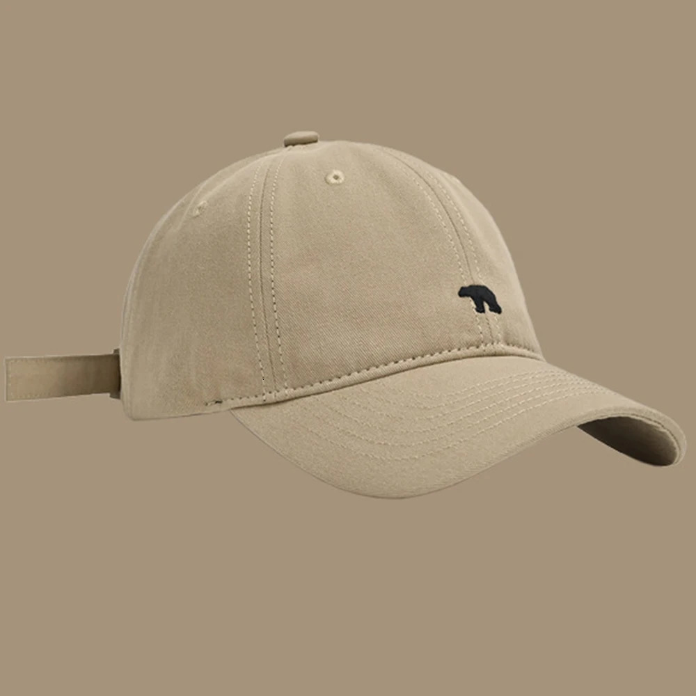 Fashionable Retro Polar Bear Embroidered Baseball Cap For Women Japanese Style Versatile Big Head Circumference Duckbill cap 250311