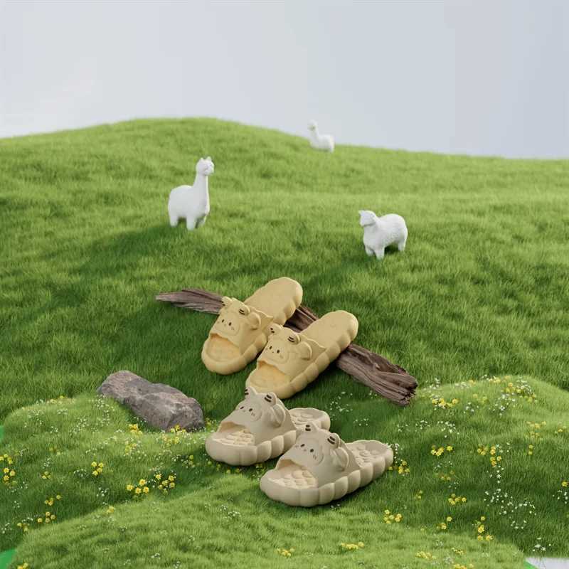 Women Cute Cartoon Sheep Summer Slippers Ladies Casual Lovely EVA Sandals Female Non-slip Home Indoor Outdoor House ShoesT250311