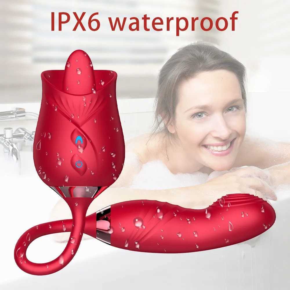 Rose Tongue Licking Vibrator Female G Spot Nipple Stimulation Adult Toys Vibrating Silicone Clitoral Vibrator Sex Toys for WomenXJ250311