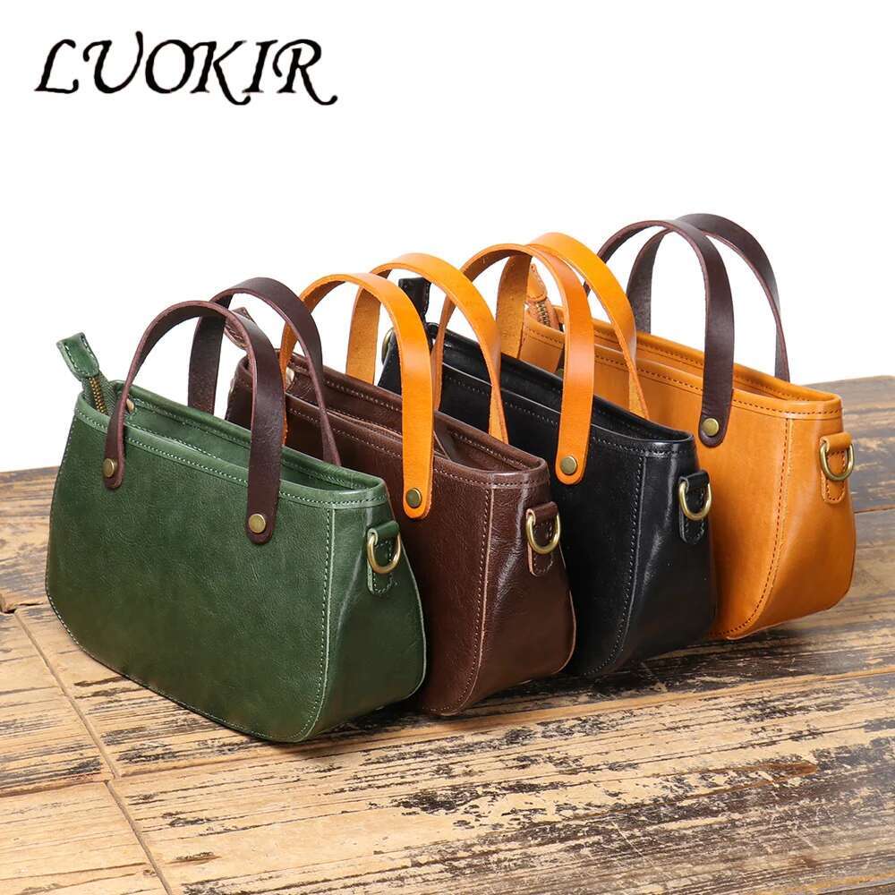 LUOKIR Vintage Women's Genuine Leather Handbag Fashionable Versatile Shoulder Bag Multicolor Cowhide Crossbody Bag