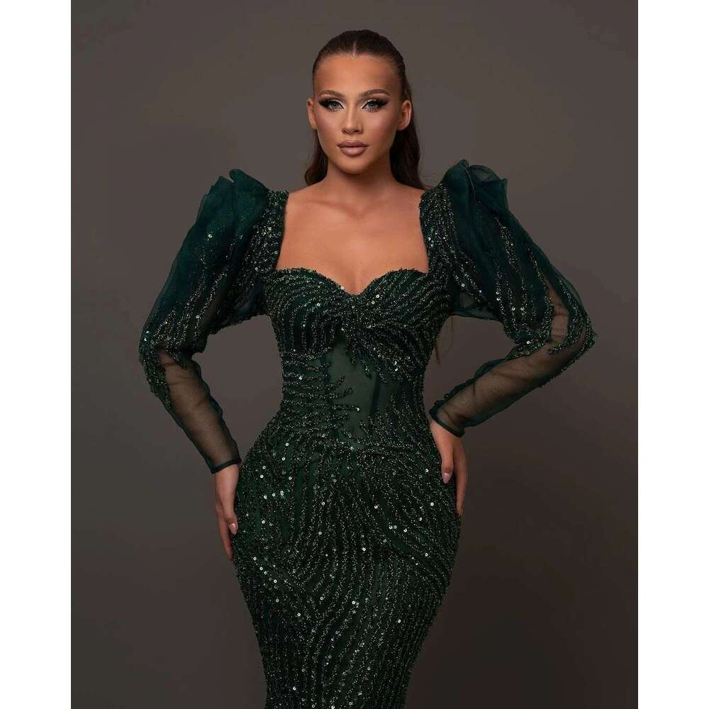Women's Full Sleeve Mermaid Ball Gowns, Dress, Purple, Sequins, Illusion, Long Sleeve, Wedding Party, Evening Dresses, The