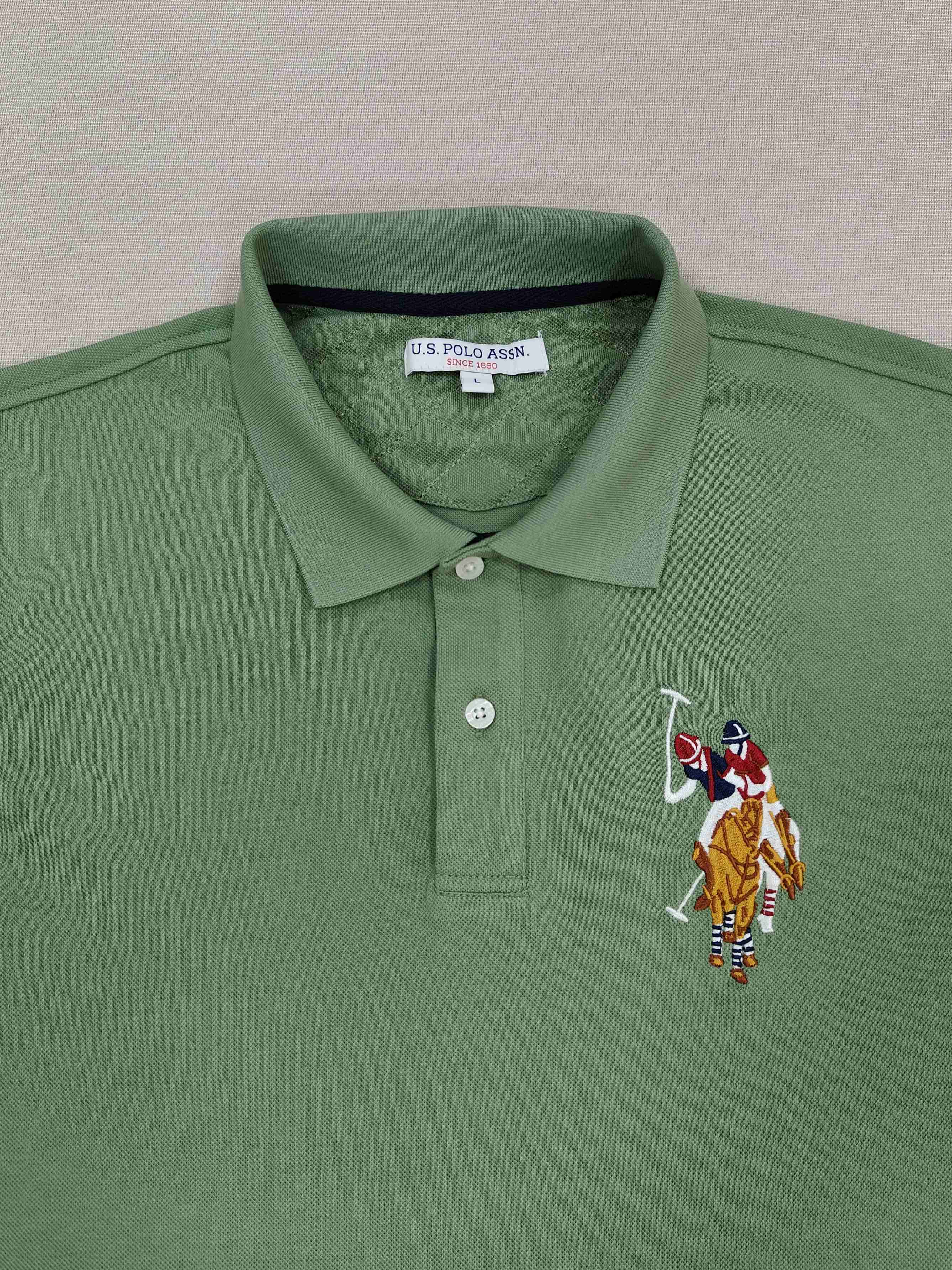 Men's Green Embroidery Classic Polo Shirt Tees Wholesale Loose Solid Tops Short Sleeves Casual T-shirt