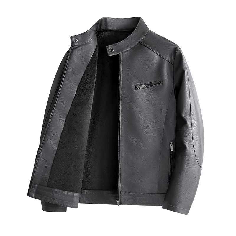 Mens Fashionable Leather Jacket Men Coats Motorcycle Autumn Travel Slim Fit Black Zipper Oversized Winter Slanted OvercoatT250311