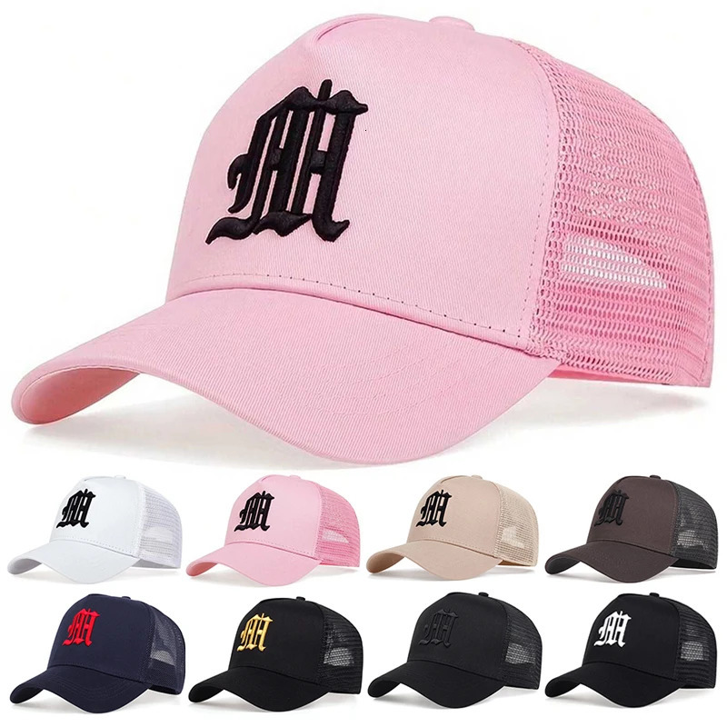 Unisex M Letter Embroidery Baseball Net Caps Hip Hop Cap Spring Summer Outdoor Adjustable Casual Hats Sunscreen Hat 250311