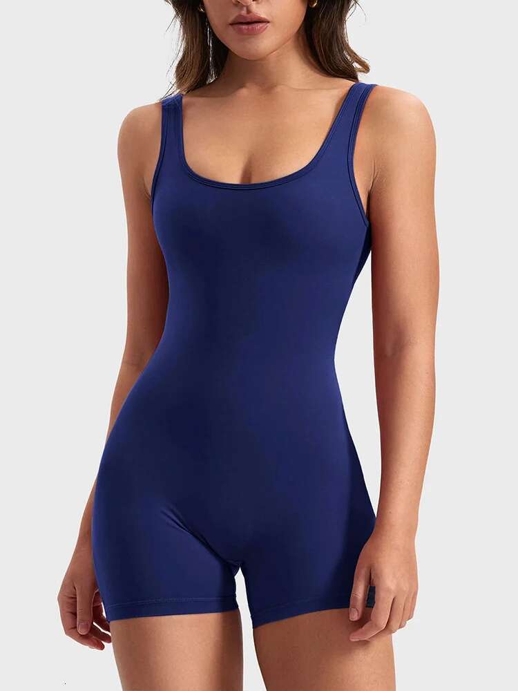 2024 Summer New Shoulder Straps Sexy Slim Hip Lifting One-Piece Shorts High Waisted Sports Yoga Wear