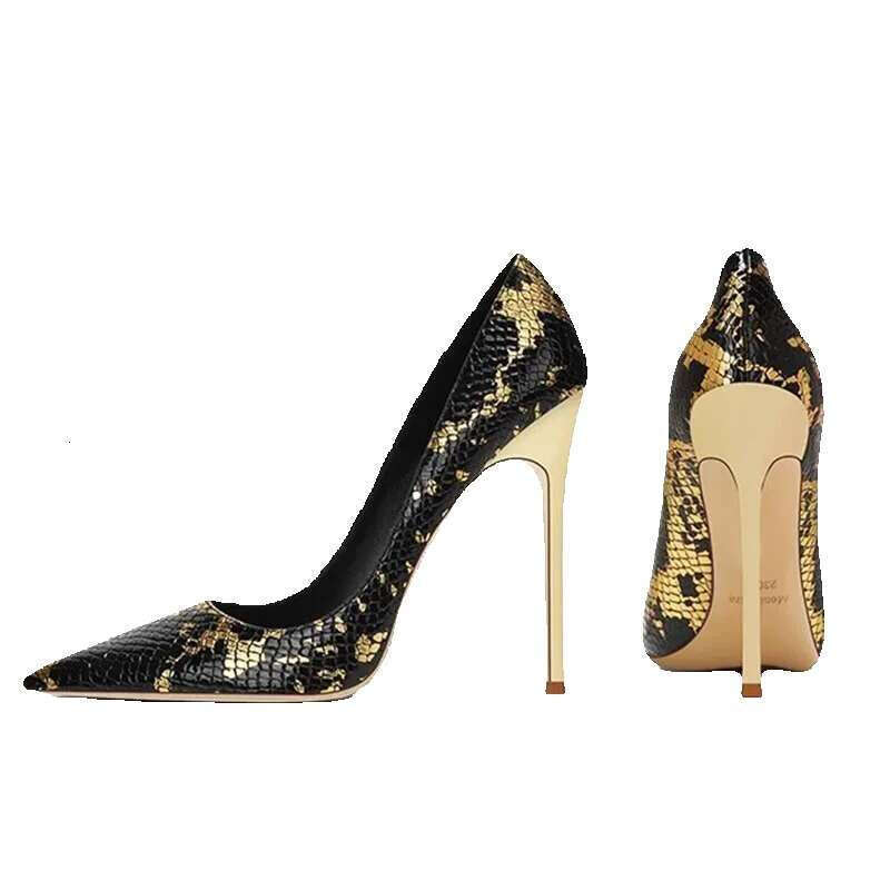 High Heel Fyluan European And American Style Women Cm Snake Pattern Fashion Pointed Toe Slim Heel With Party Single Shoes