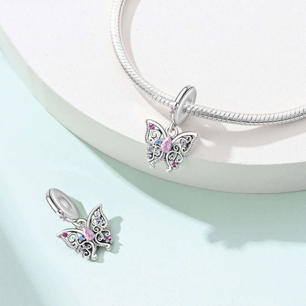 925 Sterling Silver Romantic Charms Classical Butterfly Cross Key Pendant Bead DIY Jewelry Accessories Bracelet