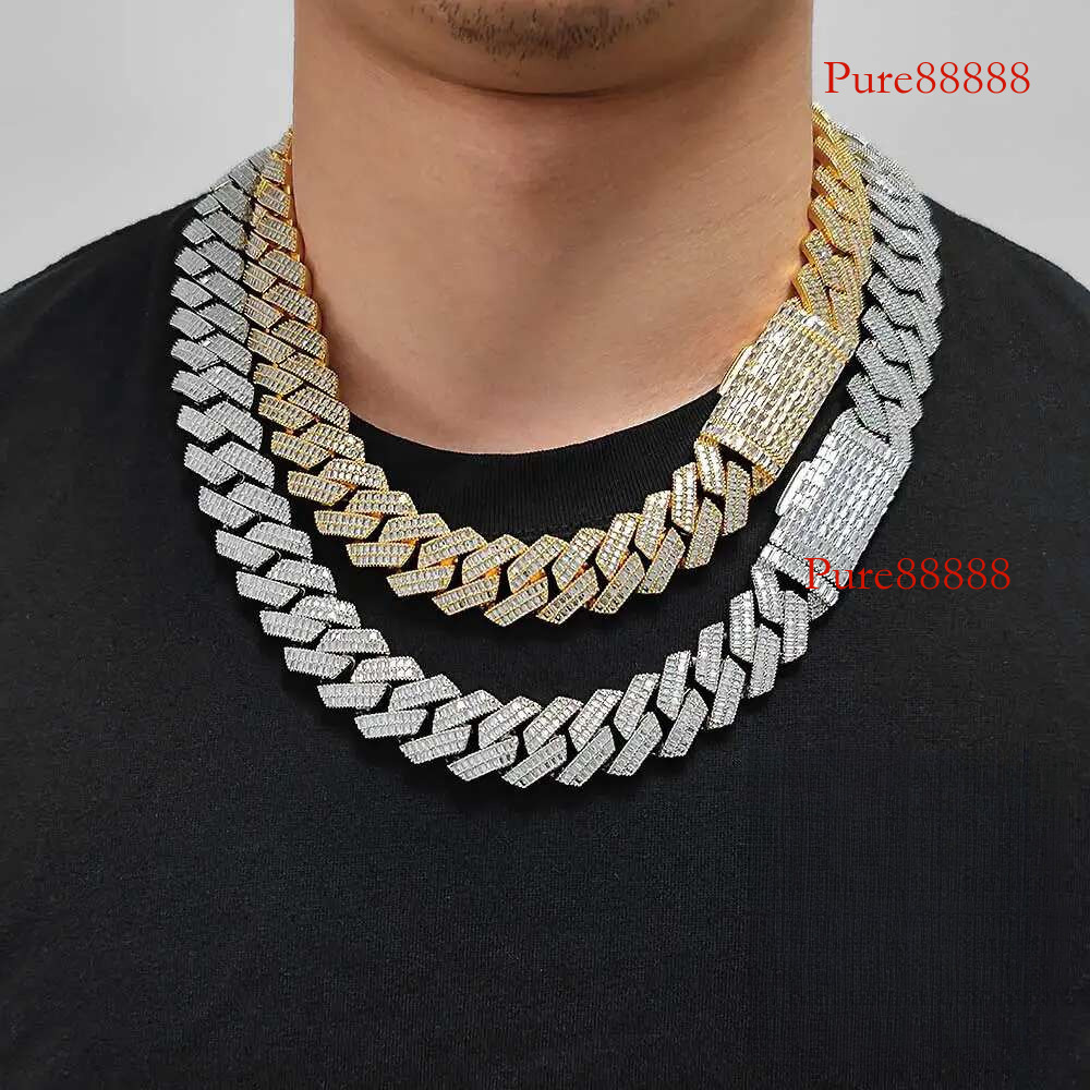 20MM Iced Pass Test D Color VVS Dia Cuban k Moissanite Chain Hip Hop Jewelry Men Sterg Sier Necklace