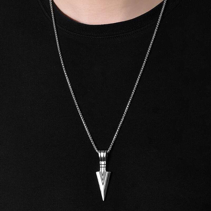 Personalized Triangle Spear Head Pendant Hip Hop Punk Titanium Steel Men's Necklace
