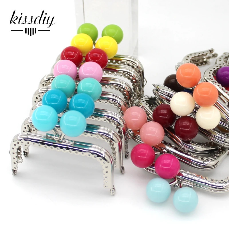 KISSDIY 10 pieces 85cm large candy bead metal wallet holder square smooth silver lace coin kiss buckle accessory 250311