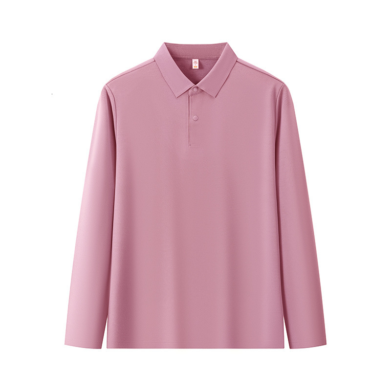 Youth mulberry silk long sleeved polo shirt business casual solid color trend autumn and winter versatile t-shirt men's new style tracksuit