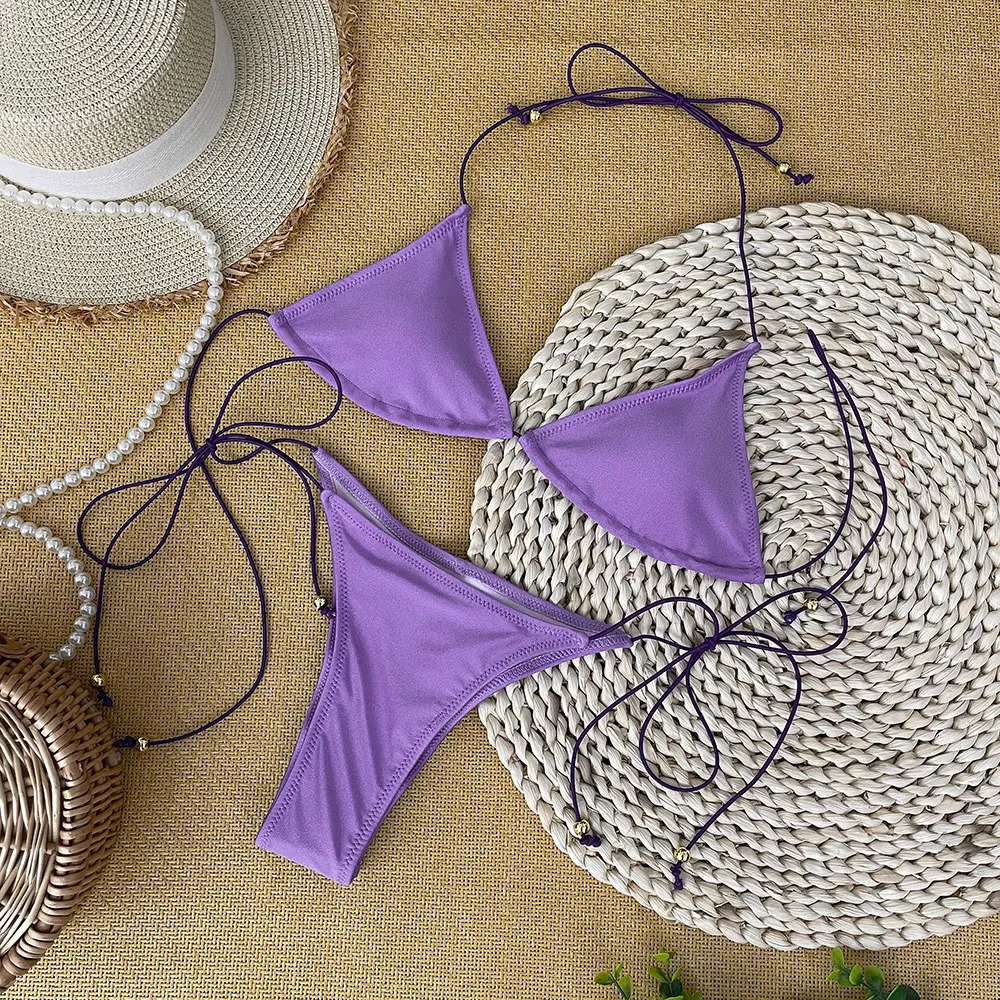 Bathing Suit Women Micro Bikini Sexy Swimsuit Female Swimwear Solid Mini Set Brazilian Biquini Swimming Suits Beachwear 250310
