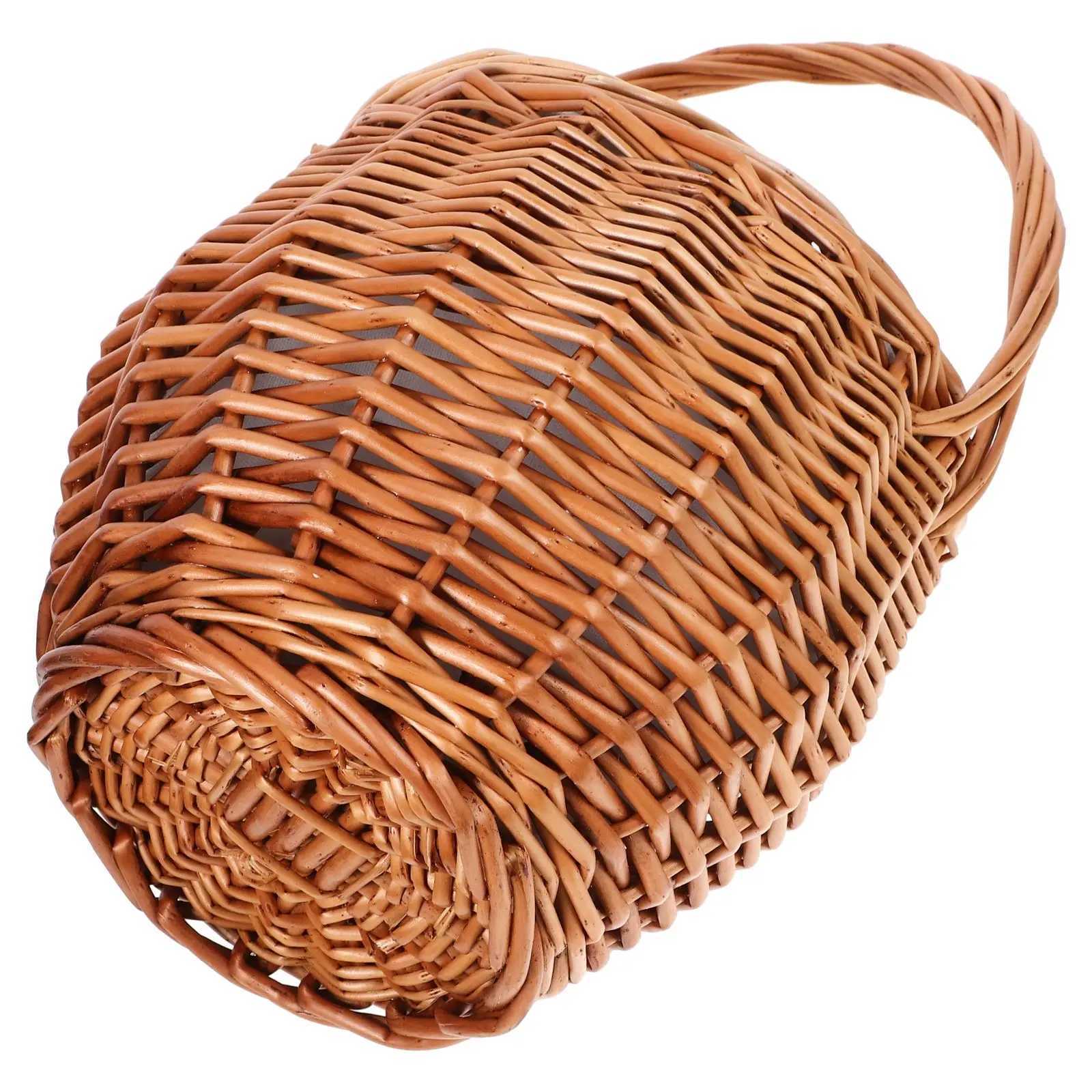 1 hand woven flower basket outdoor picnic basket fruit and vegetable container flower basket arrangement rack 20.5cm X250311