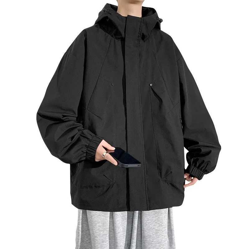 2025 Spring New 8XL Men Jacket Hooded Windbreaker Trench Coats Oversized Waterproof Bomber Jackets Camping Loose Thin SoftshellT250311