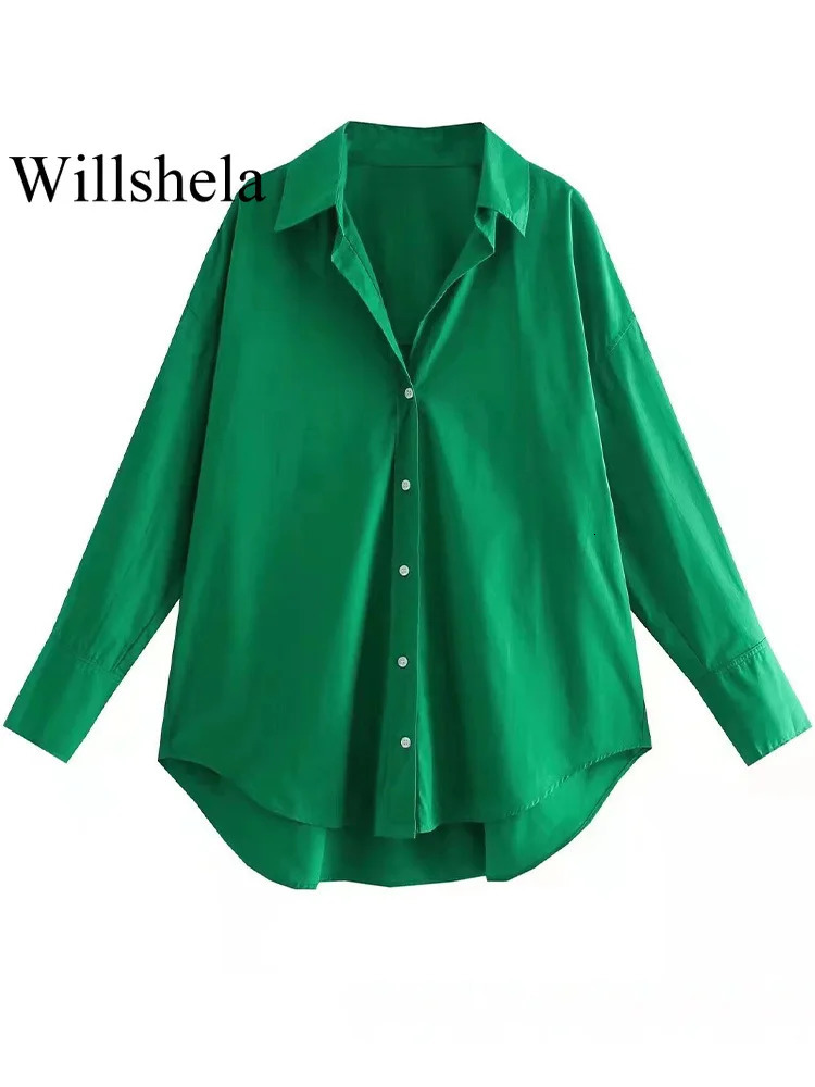 Willshela Womens Fashion Single Chest Shirt Retro Collar Long Sleeve 250311