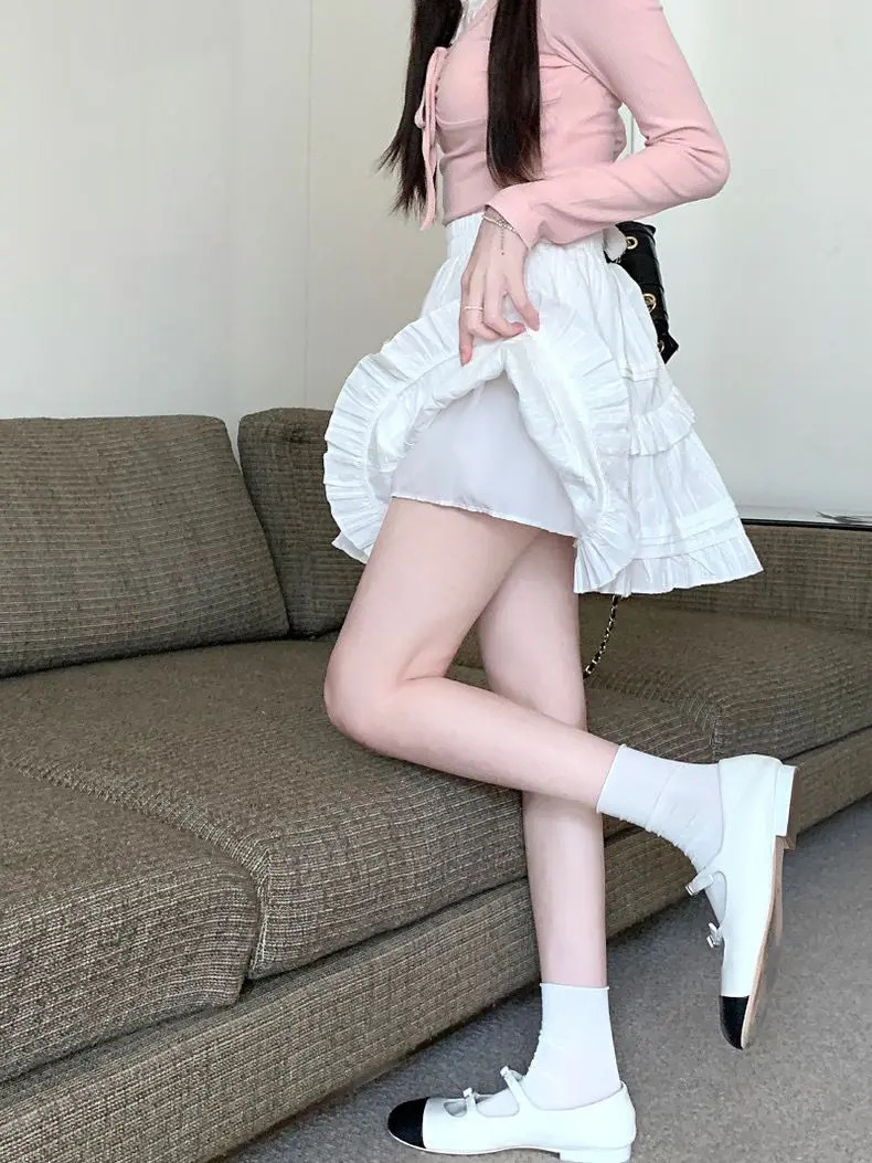 Ballet Style White Puffy Skirt Womens Small Sweet Aline Cake 250311
