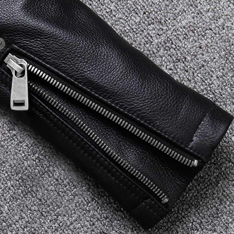 Mauroicardi Spring Black Pu Leather Motorcycle Jacket for Men Style Long Sleeve Zipper Pockets Mens Leather Jackets and CoatsT250311