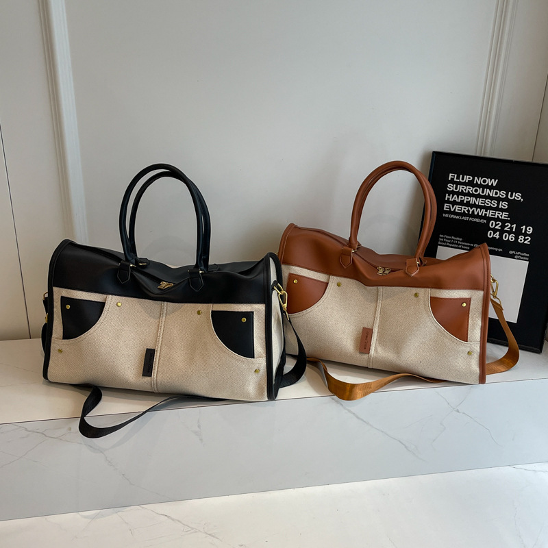 New Designer Bag, Women's Canvas Travel Bag Sports And Fitness Short Distance Large Capacity Bag Fashionable Tote Bag