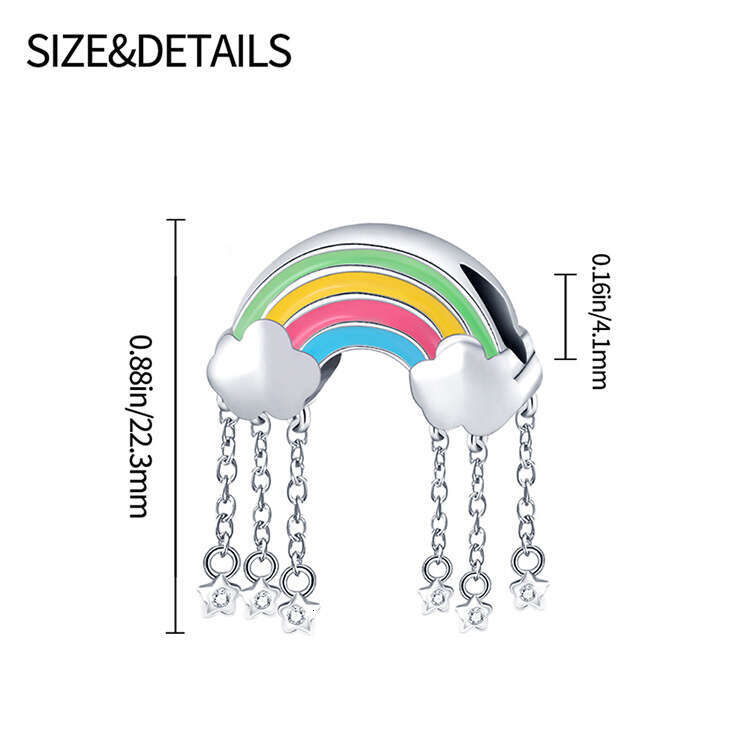 Hot Selling creative rainbow cloud string decoration Charms beads 925 Sterling Silver DIY jewelry accessories, bracelet beads for women jewelry gift