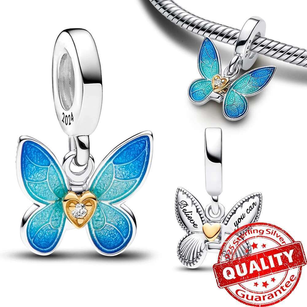 2025 New 925 Sterling Silver Spring Collection Leaf Charms Butterfly Dangle Charm bead Fits S925 Snake Bracelet Spring Series Jewelry