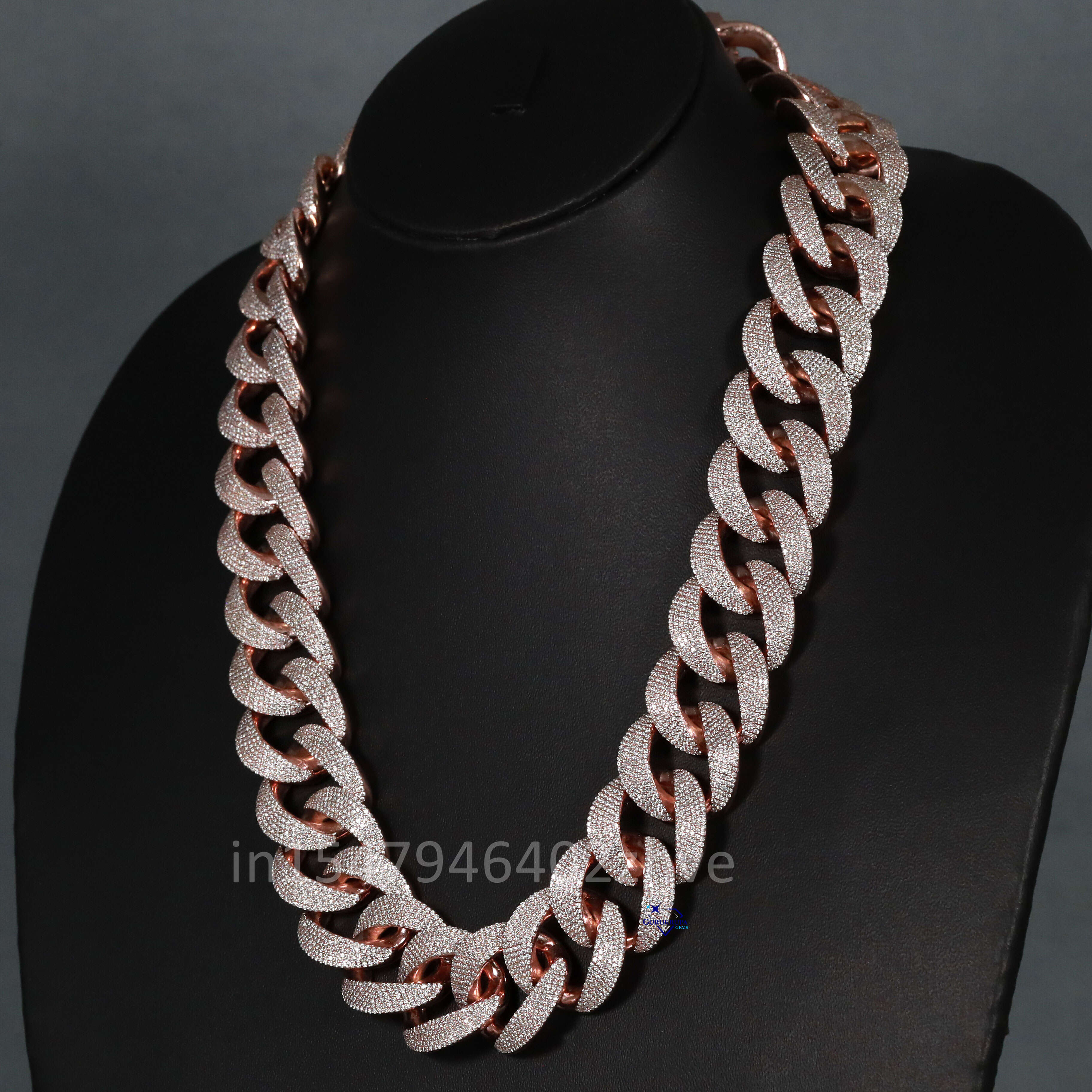 Trendy Sterg Sier Round Cut Lab Grown Dia Necklace Exclusive Frill Hip Hop Cuban Chain Enhanced VVS Clarity Men