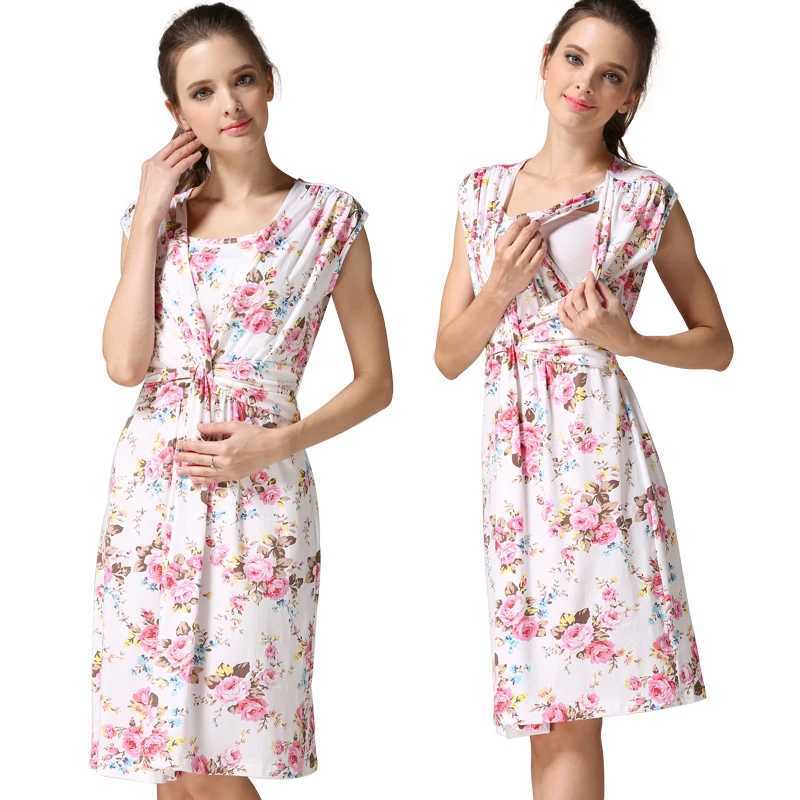 Summer Maternity Clothes Beach Dresses Sleeveless Nursing Clothing Breastfeeding Dress for Pregnant Women Lactation Dress WearT250311